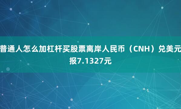 普通人怎么加杠杆买股票离岸人民币（CNH）兑美元报7.1327元